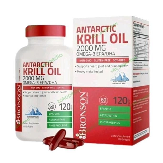 Bronson Antartic Antarctic Krill Oil 2000 mg Omega 120 Softgels