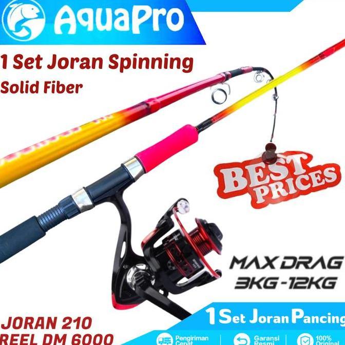 sahaneka2 - 1 set paket combo joran pancing aquapro max drag 16kg 15-21 cm lengkap roda reel pancing