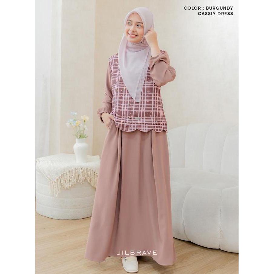 JILBRAVE Cassiy Dress Lebaran Gamis Raya Wanita 2 in 1 Set Outer Feminine Casual (TERBAIK) (TERBARU)