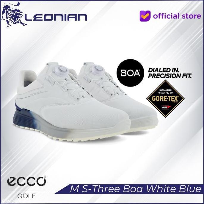 Sepatu Golf Ecco Men's Golf S-Three Boa White/Blue Depths/Bright White - Sepatu Golf Pria