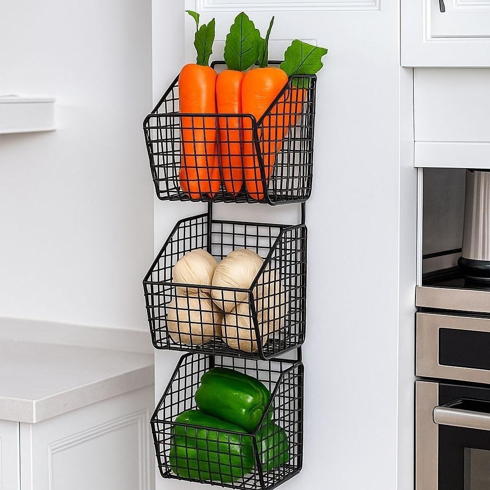 terbaru rak keranjang 3 susun besi / rak bumbu/rak keranjang susun  free perekat