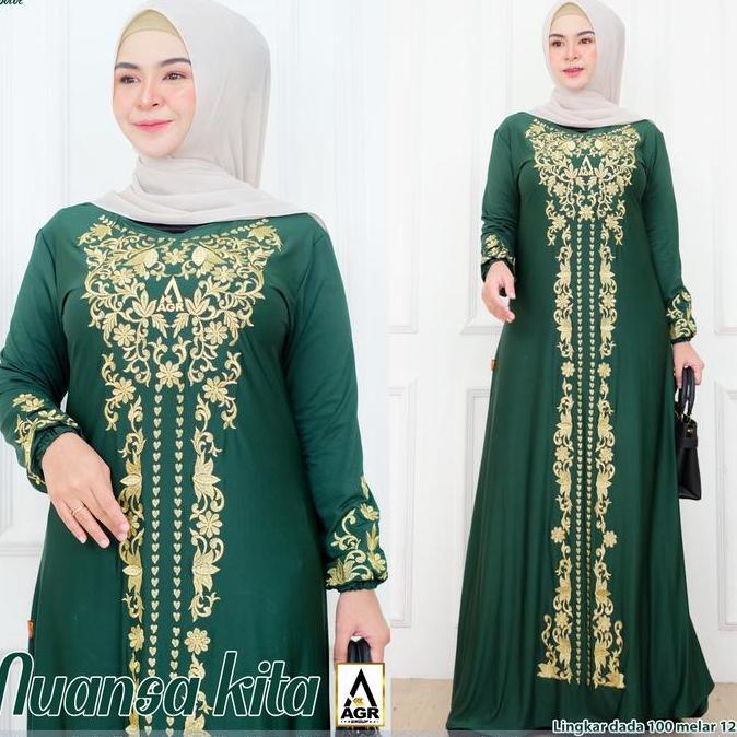 DISKON Gamis Wanita Terbaru Nuansa Kita Bahan Jersey Livina LD 100-120 Baju Dress Muslim Dewasa Pest