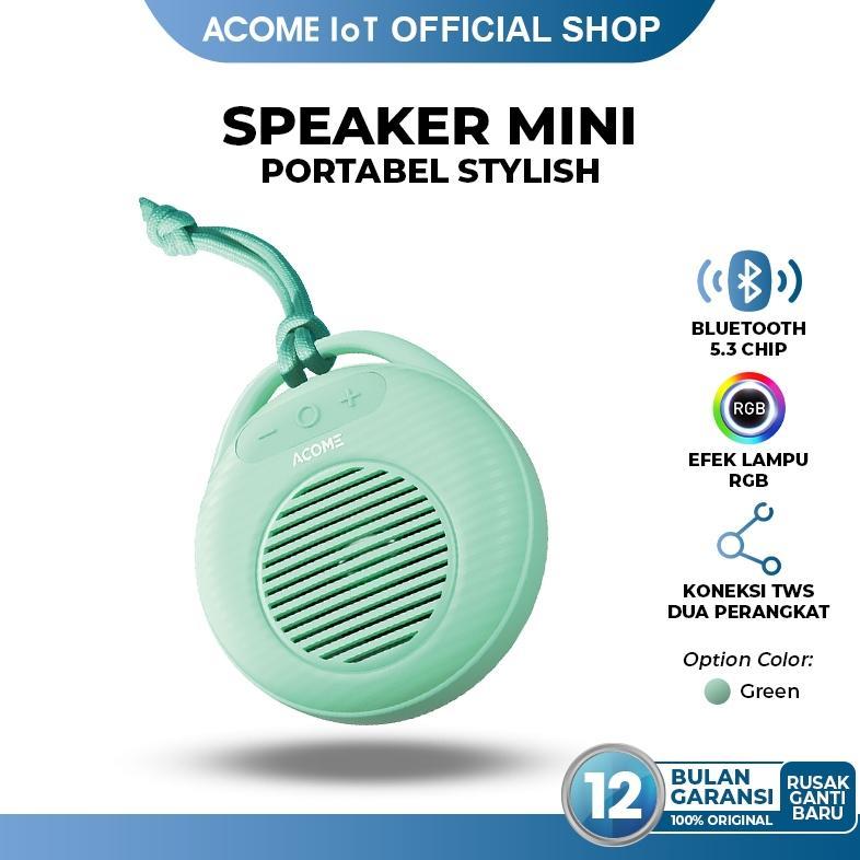 Terbaru Acome A15 Speaker Mini Tws Bluetooth 5.3 Ultra Bass With Rgb Portable