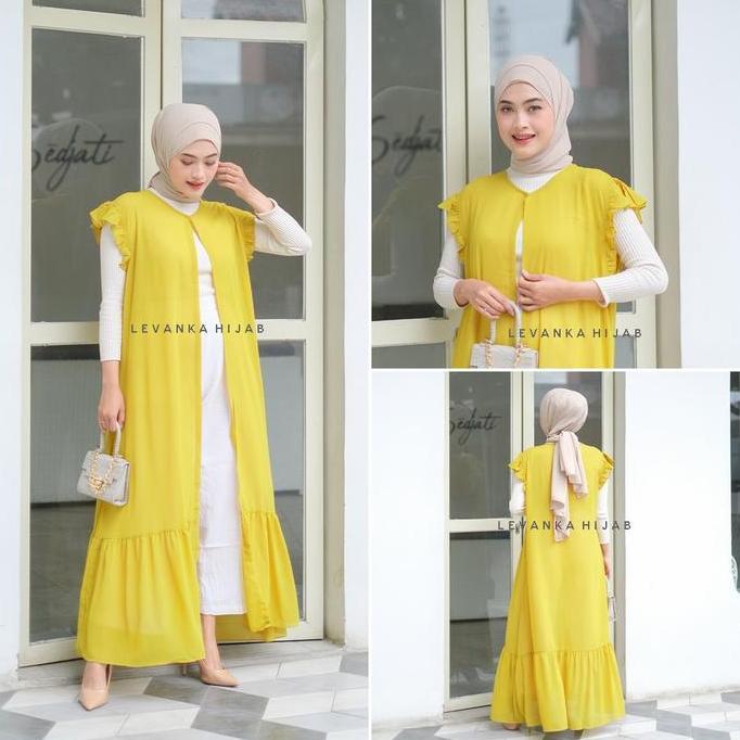 FLASH SALE TERBARU  ZAHRA Long Outer Ruffle / Kardigan Ceruti Panjang Tanpa Lengan FLASH SALE