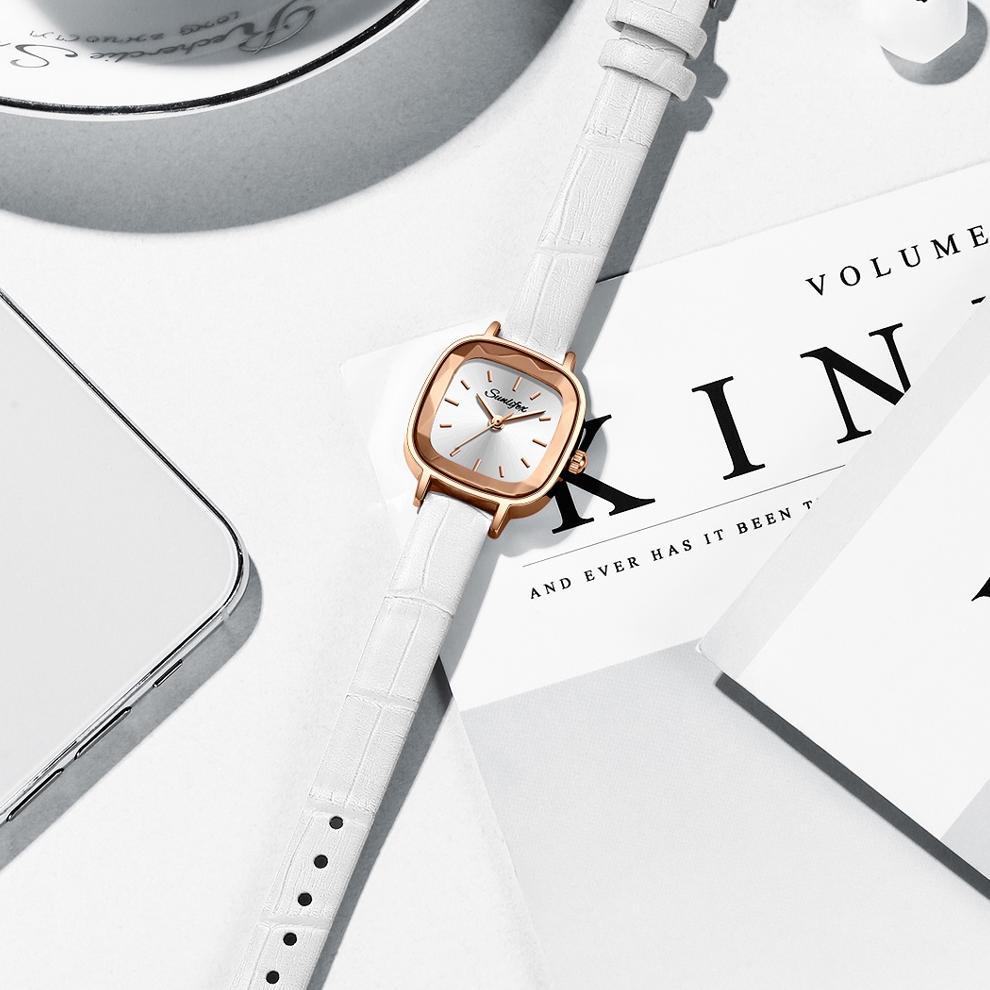 Sunlifex Jam Tangan Wanita 8003 Kuarsa Santai Anggun Jam Wanita Kecil Tali Kulit Jam Tangan Cewek