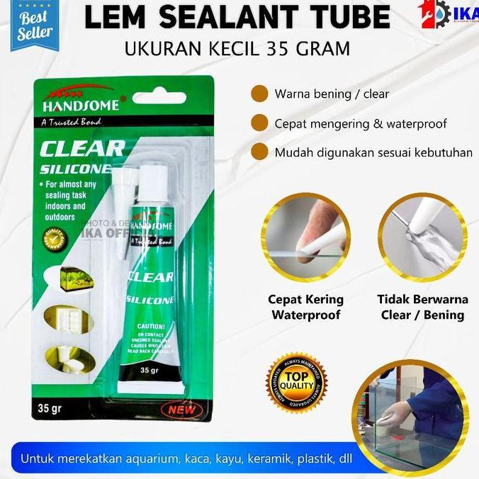 GRASSSTEKNO Lem Kaca Silicone Odol Tube Besar 35 gr gram Handsome Lem Kaca / 35 gram Lem Silicon Sea
