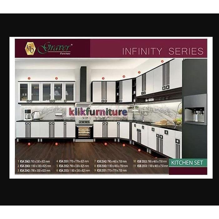 KSA 2562 Kitchen Set Pintu 2 Atas Kaca Infinity Graver