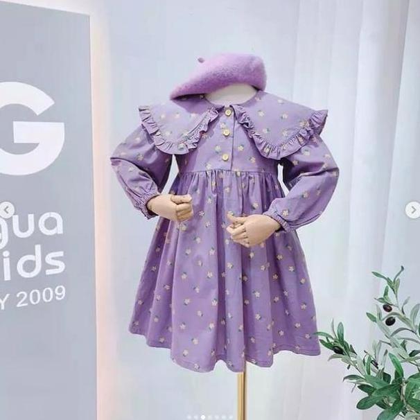 Lavender Collar Dress | Dress Import anak warna Lilac | Dress ungu