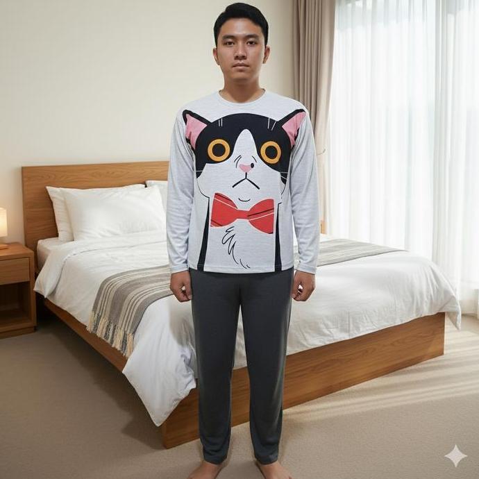 BAJU TIDUR COWOK REMAJA ABG TANGGUNG KAOS IMPORT SET CELANA PANJANG (TERBAIK) (TERBARU) (TERMURAH)