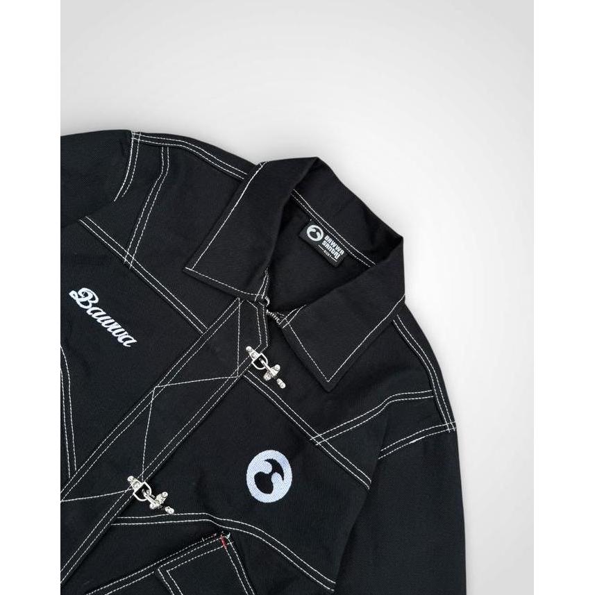 Bawwa | Jaket DENIM RAW FIREMAN CLASP | JET BLACK | BECKMAN SERIES | Jaket FIREMAN CLASP | JAKET TRU