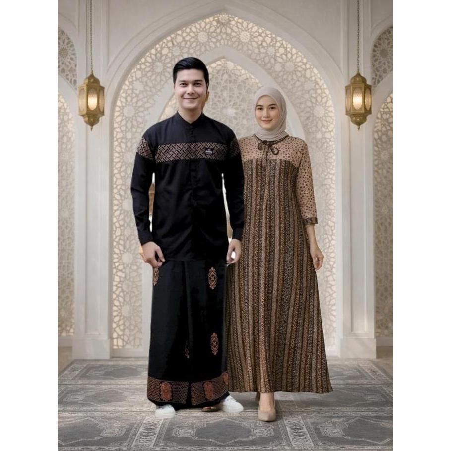 Termurah / Hot Sale Set Sarko Gamis Nabila Viral Spesial Ramadhan Setelan Sarung Koko Dan Gamis Wani