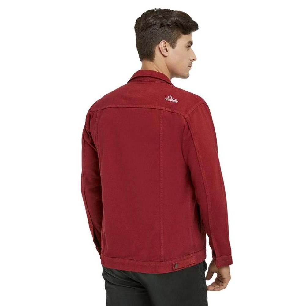 HEMMEH Jaket Denim Maroon Polos Jaket Jeans Merah Polos Jaket Jeans Pria Merah Polos (TERBAIK) (TERB