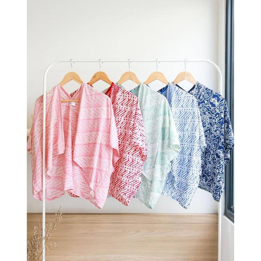 Atasan Batik Modern Wanita Crop Outer Batik Cardigan Batik Outer Crop Pendek Kondangan Batik Rompi B