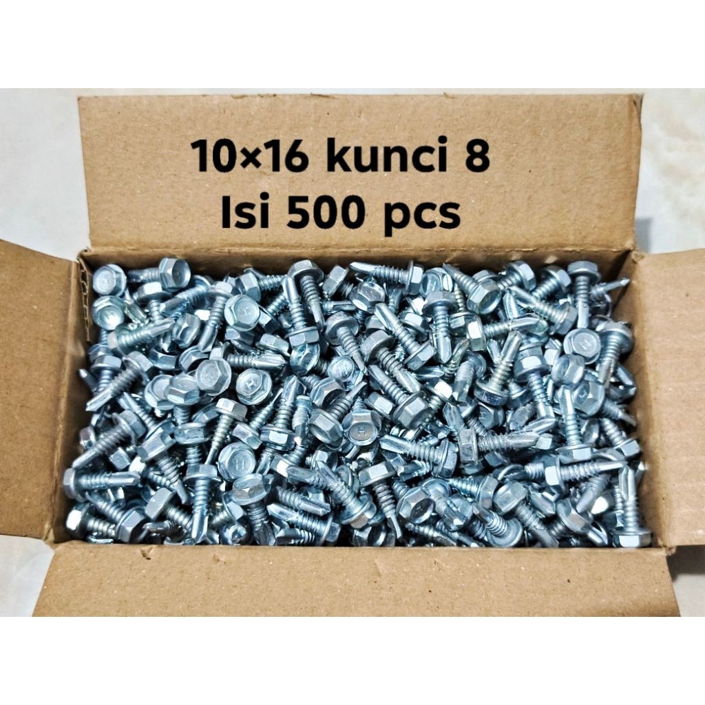 ( 500 Pcs ) Baut Drilling 1016 Baut Baja Ringan Kepala 8