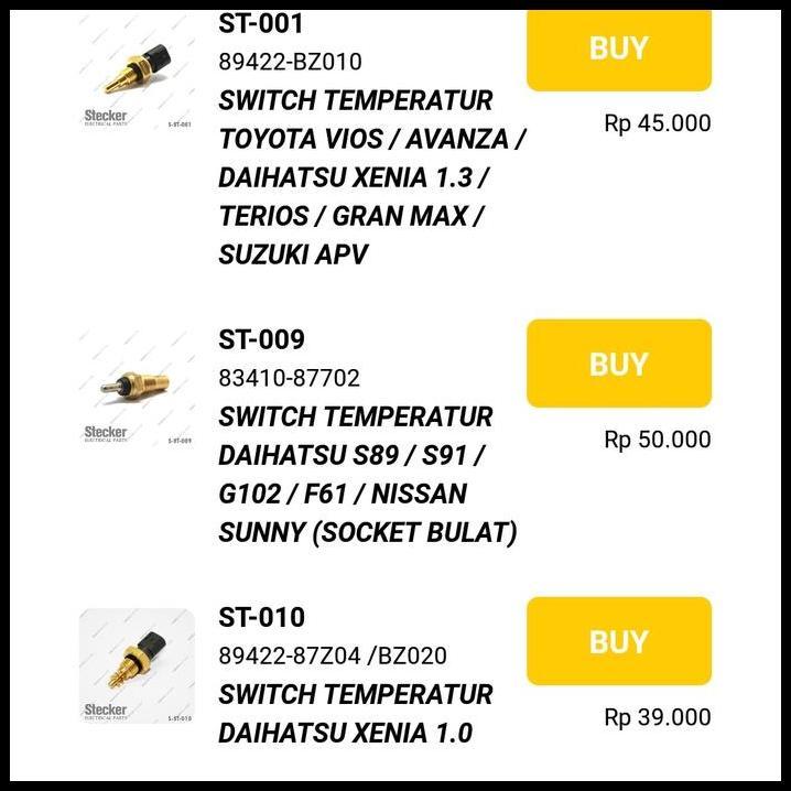 TERLARIS SWIT SWITCH TEMPERATUR TEMPERATURE PANAS ZEBRA ESPASS CHARADE STECKER 