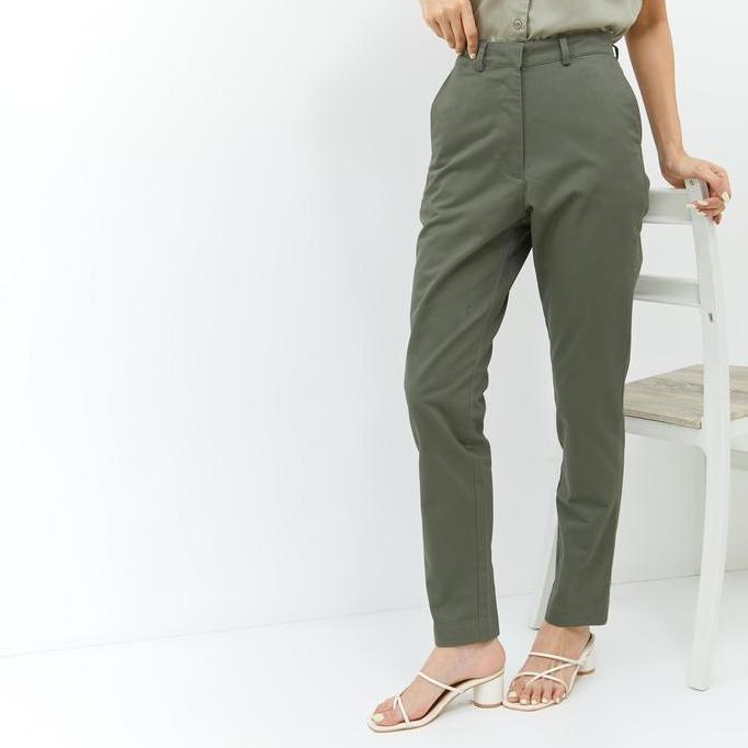 Geela Official - Chinos Pants Olive Green (G.3025) | Celana Wanita (TERBAIK) (TERBARU) (TERMURAH)