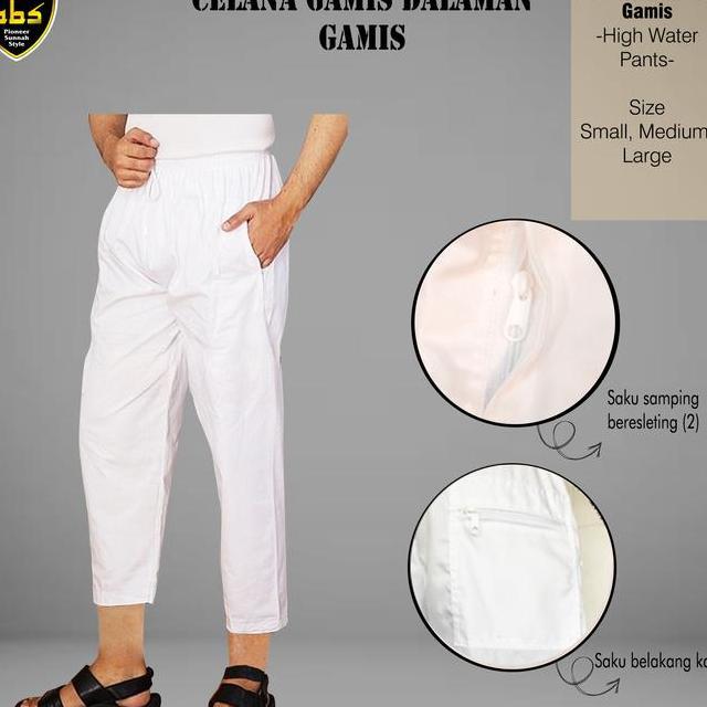 Celana Sirwal Putih Pria Dewasa Dalaman Jubah Gamis Pria Celana Sirwal Santai Perlengkapan Sholat Ha
