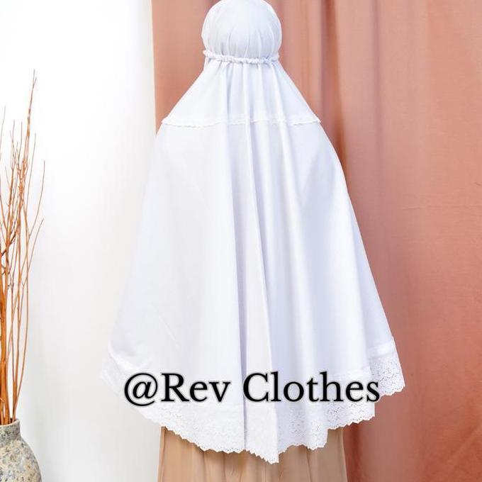Bergo Rev Putih Renda Berkantong Jumbo Perlengkapan Haji Dan Umroh Jilbab Kerudung Instan Muslim Kat