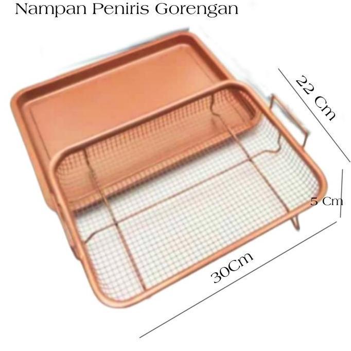 Spinner Peniris Minyak Gorengan Manual 1 Set Wadah Saringan Tirisan Makanan Stainless Gold Silver Ta