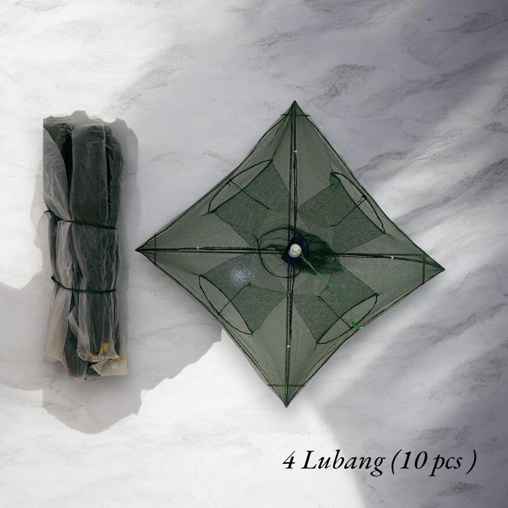 TERBARU 2026 10pcsBubu Perangkap Ikan 4 Lubang Jebakan Jaring Jala Prangkap Lipat Udang Kepiting Sun