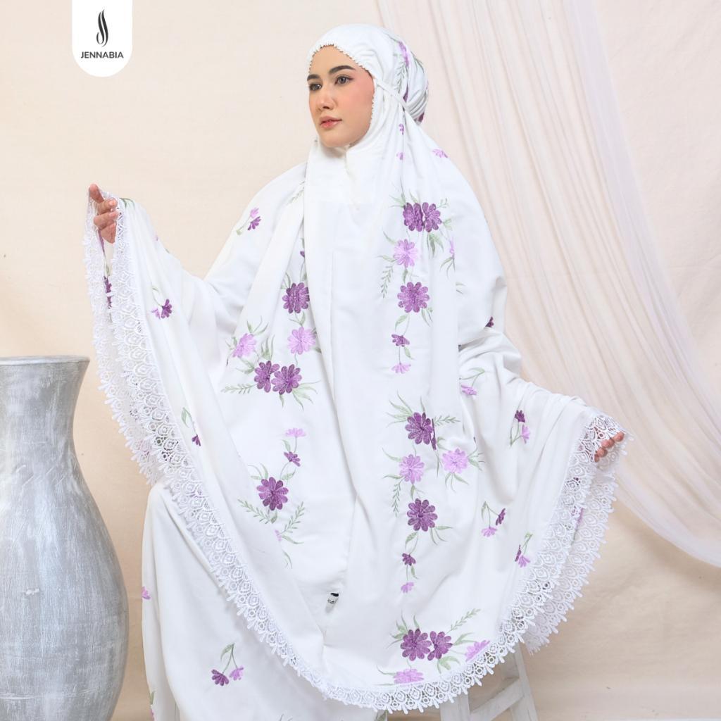 Jennabia - Mukena Dewasa Bordir Mewah Katun Premium Renda Sabria