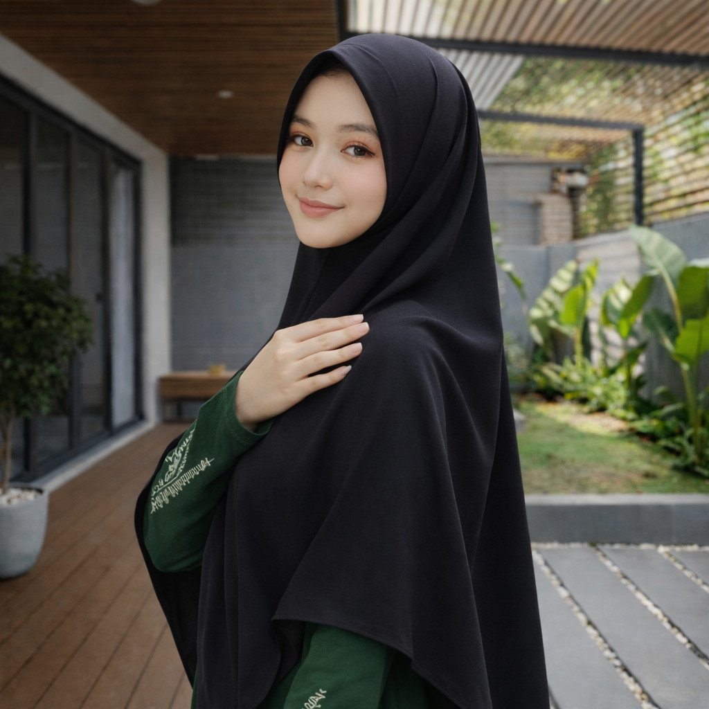 Jilbab Khimar Pet Daily Instan Wolfis Tebal Grade A Jumbo