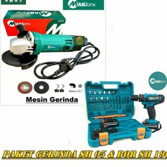 Spesial Paket Mesin Bor Baterai Impact Mailtank & Gerinda Tangan 4" Mailtank