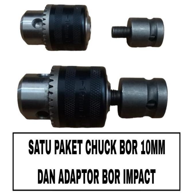 Adaptor Chuck Impact Sambungan Jadi Bor Recipro Elektrik Drill 10Mm Paket Lengkap Dengan Adaptor Bor