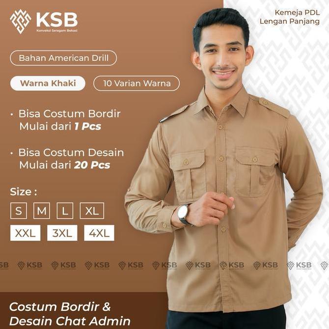 Baju Kemeja PDL PDH Pakaian Kerja Dinas Lapangan Outdoor Pria Wanita Lengan Panjang Bisa Custom Bord