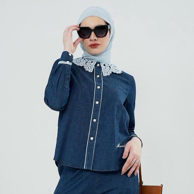 Mandjha Celina Atasan/ Kemeja/ Blouse Denim By Ivan Gunawan