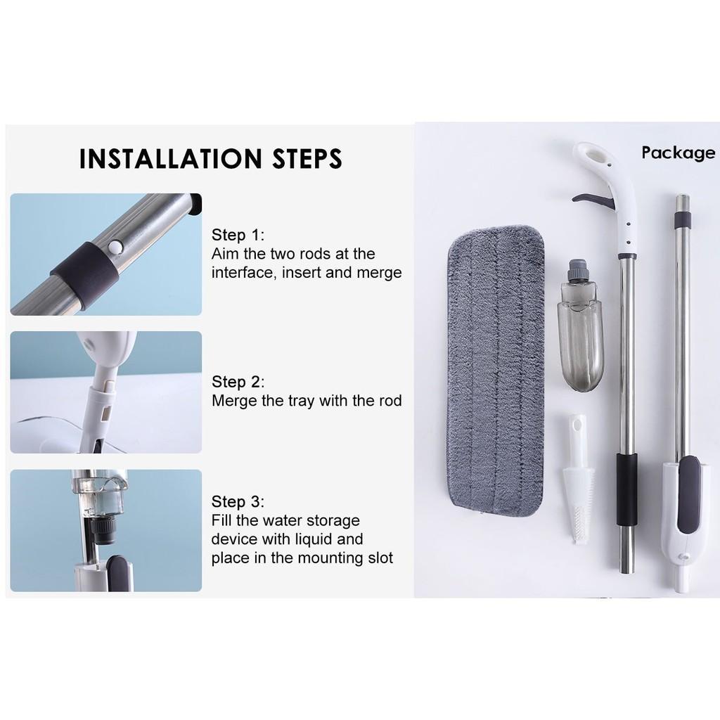Art-003 Soha Alat Pel Lantai Plus Penyemprot Air Biasa / Air Sabun / Water Spray Mop Kain Microfiber