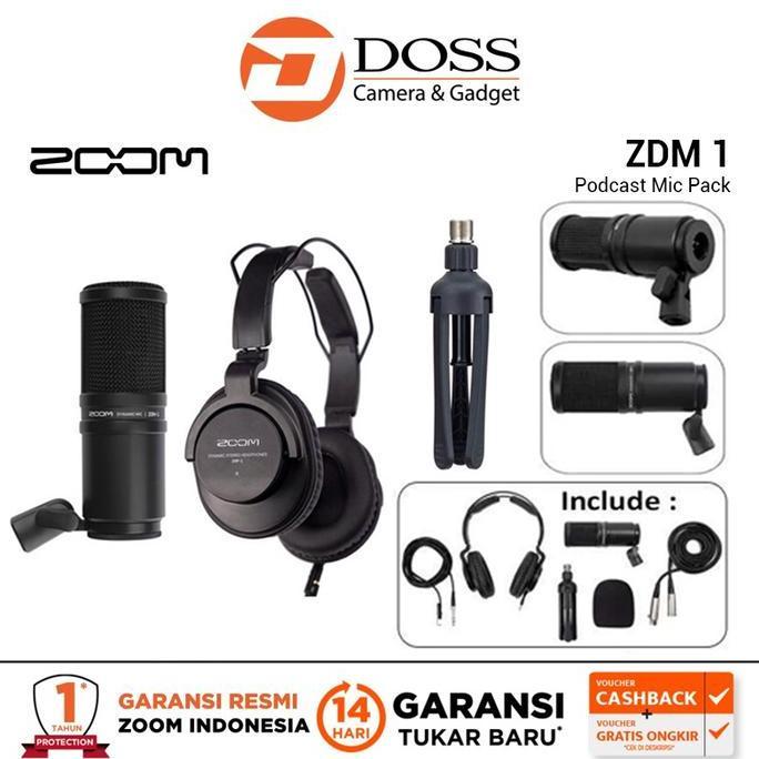 Zoom ZDM 1 Podcast Mic Pack+Headphones+Table Tripod Zoom ZDM1