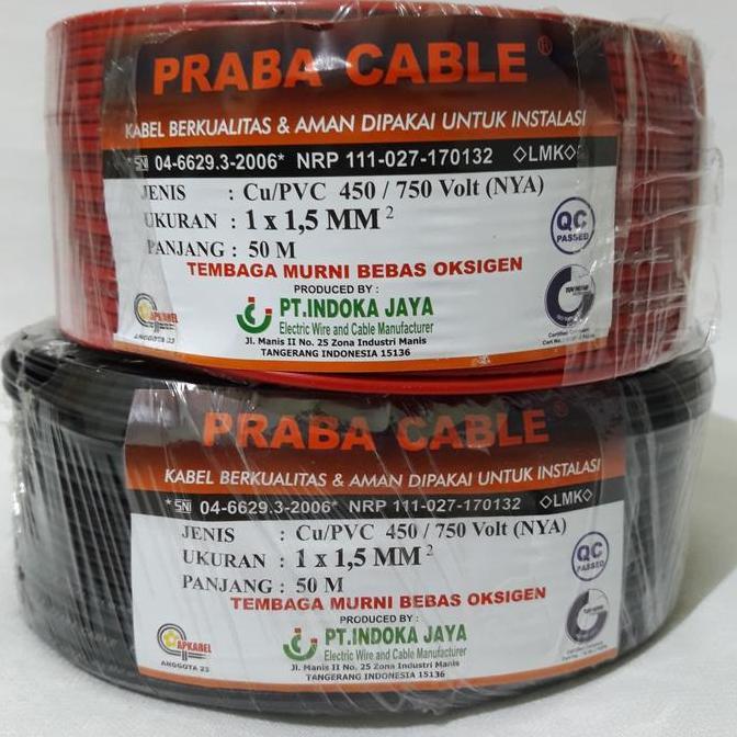 Kabel Listrik Tunggal (NYA 1,5mm) 50m Praba