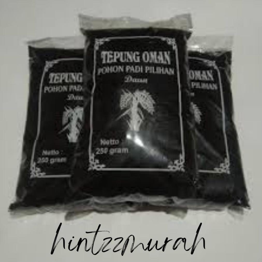 Tepung Oman 250 Gram Pewarna Hitam Alami Es Dawet Hitam, Lapis Hitam, Ongol-Ongol / Bubuk Padi Meran