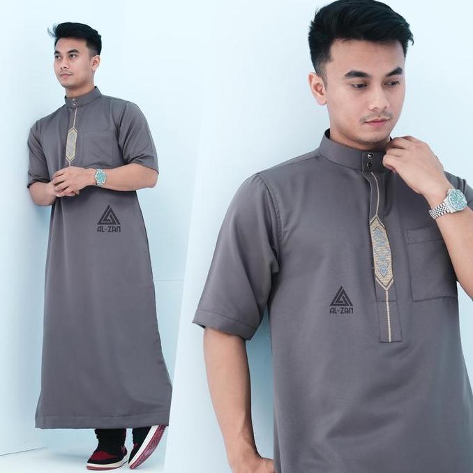 OOTD jubah pria muslim reguler jubah gamis pria lengan pendek Bordir busana muslim baju jubah muslim