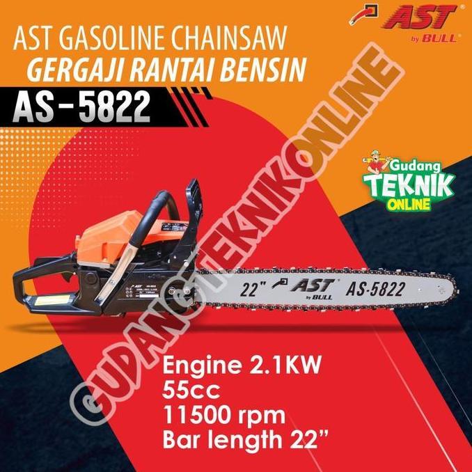 REZORHA Chainsaw 22" AST AS-5822 2Tak / Mesin Gergaji Kayu Chain saw 22 Inch AS5822 - Mesin Gergaji 