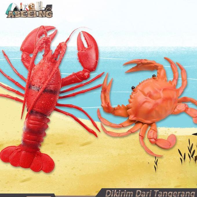 NIKIFOROV Mainan Kepiting Lobster Karet Miniatur Animal Figure Bersuara