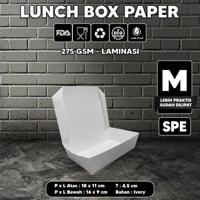 Kotak Makan Kertas / Paper Lunch Putih / Kemasan Makanan Kraft Size M