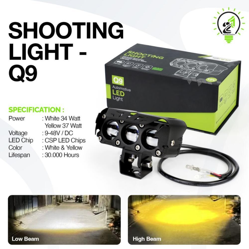 LAMPU LED TEMBAK LASER 3 MATA NINE LUXIMOS Q9 Q9PROHi LOW MOBIL MOTOR 2 WARNA SUPER TERANG