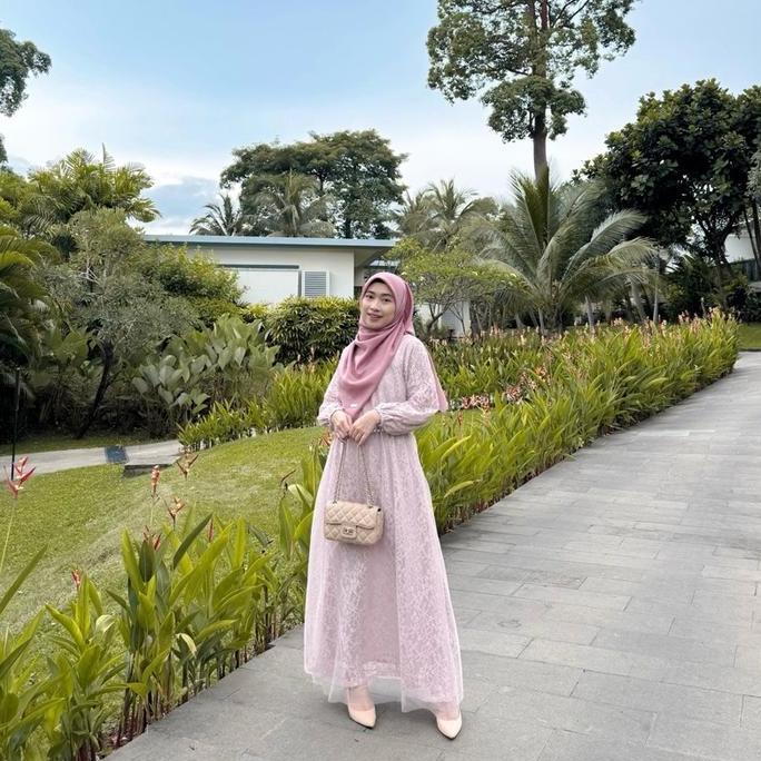 Seraya Dress gamis lebaran raya brocade tulle Cantik Fit Muslim Panjang Wudhu Brokat Gaun Mewah