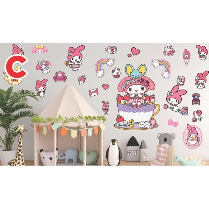 Semesta Wall Sticker Sanrio Cartoon Stiker Dinding Wallsticker
