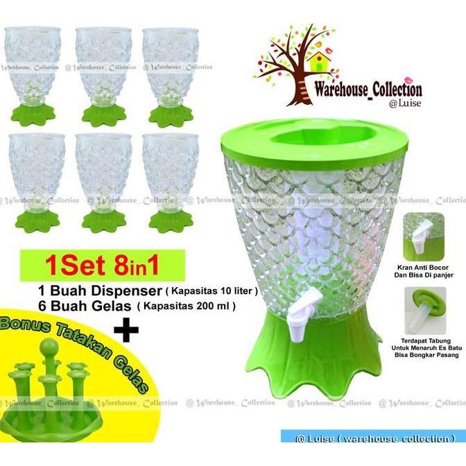 DISPENSER KRISTAL ACRYLIC SET/DISPENSER MODEL IKAN/TEMPAT AIR MINUM 10 LITER/Dispenser kran unik can