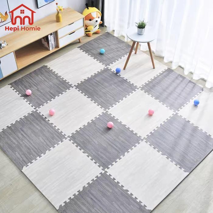 60X60X1Cm Puzzle Alas Lantai Eva Mat Wood Karpet Matras Evamat Kayu
