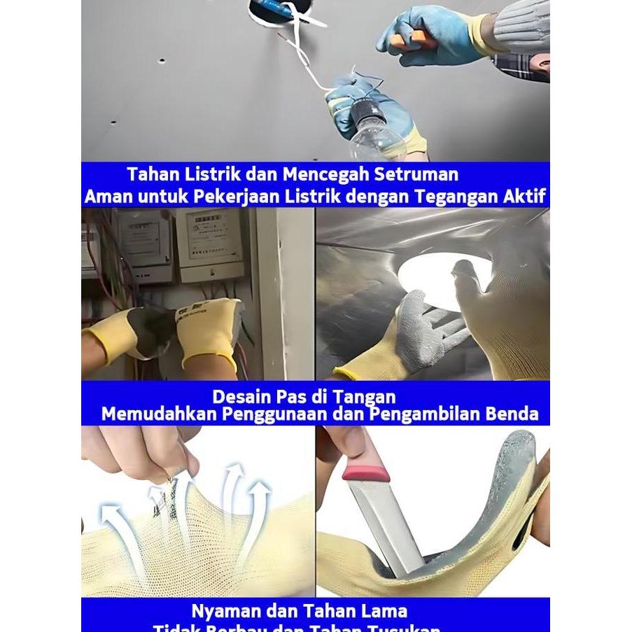 Sarung Tangan Berinsulasi 400V Sarung Tangan Listrik Premium Bahan Lateks Kuat 400V Karet Tahan Api 