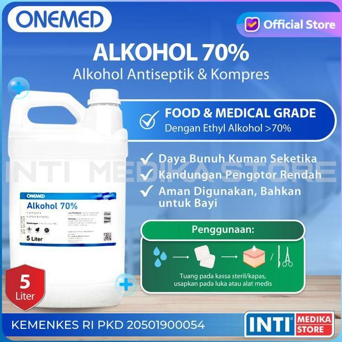 Medclean- Onemed - Alkohol 70% 5 Liter | Alkohol Antiseptik | Alkohol Onemed