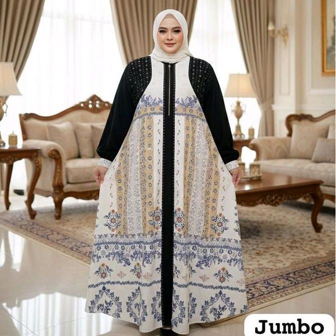 Murah Gamis Abaya Alena printing Jumbo seri 8 Non COD