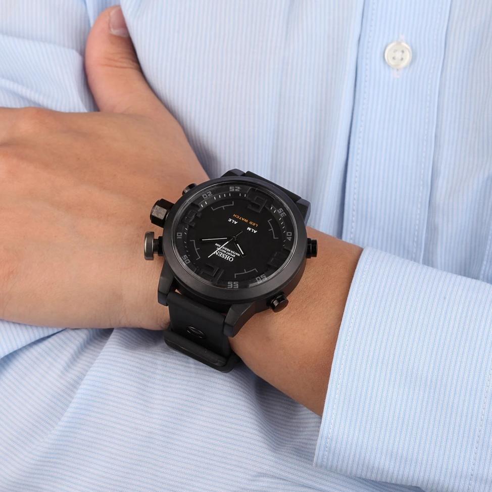 OHSEN Fashion Outdoor Sport Watch Men Multifunction 3 Bar Waterproof Black Military Digital Wristwat