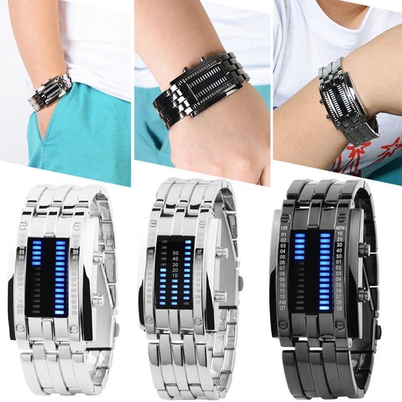 Fashion Couple Watch Men Women Luxury Watch Lovers Stainless Steel Clock LED Date Bracelet Watch Bin