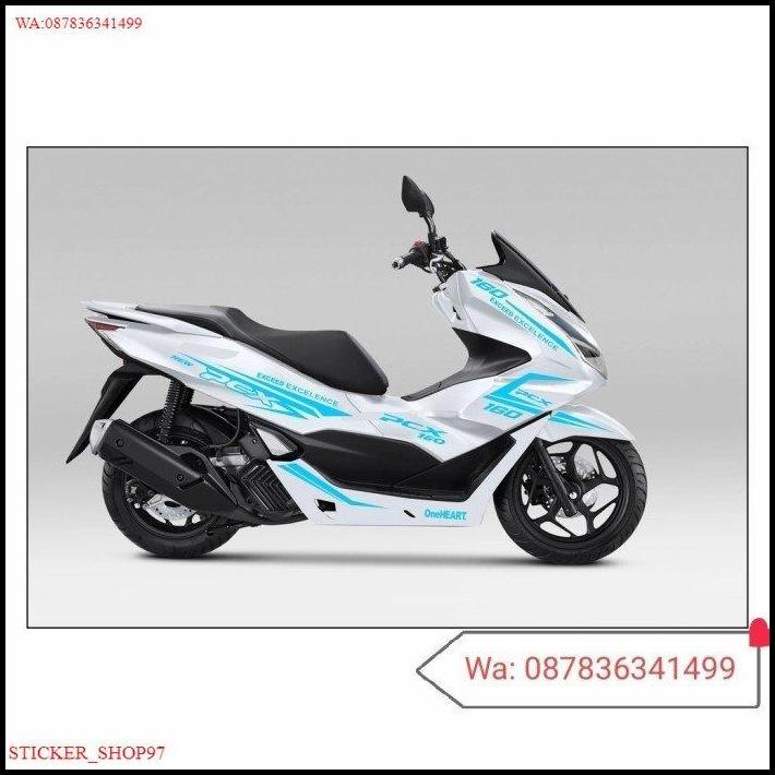 BEST DEAL STIKER PCX 160 CUTTING STICKER PCX 160 BODY PUTIH SPORTY BIRU MUDA 