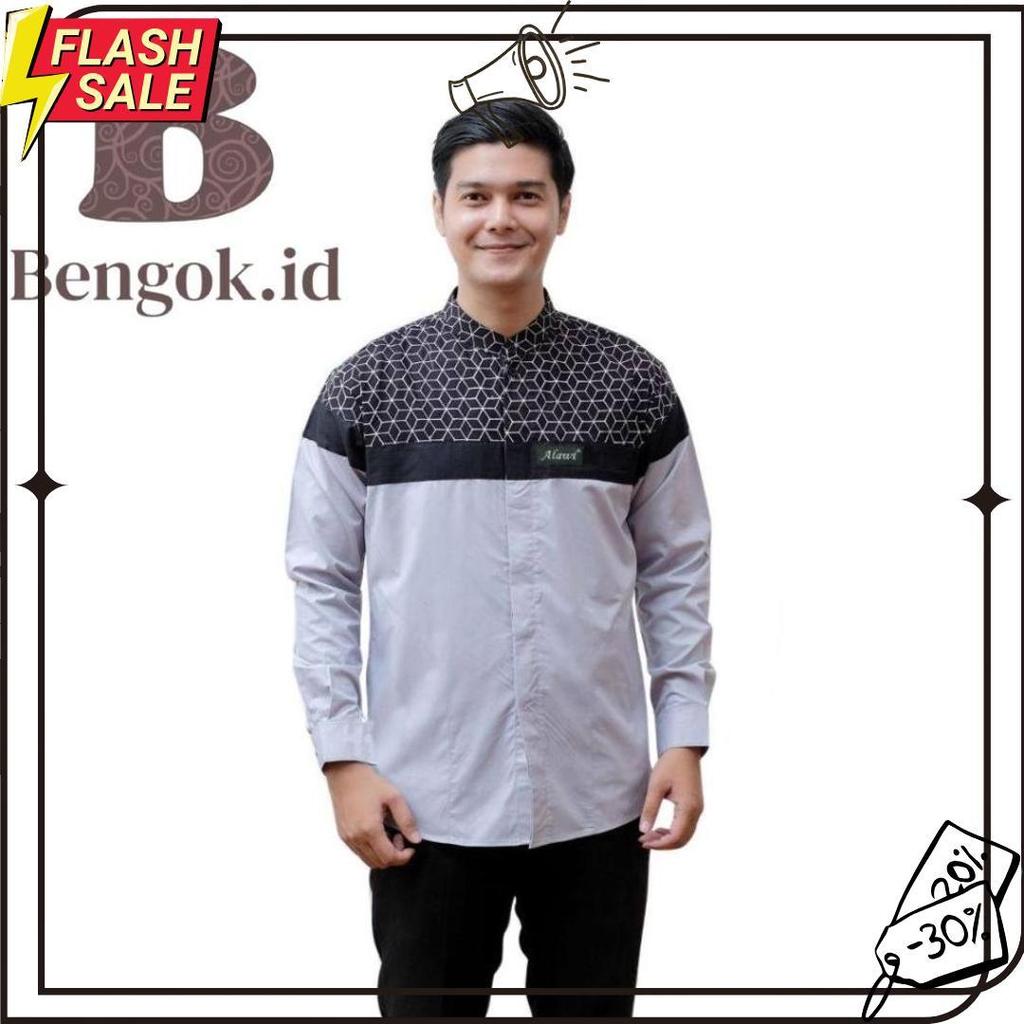 Kemeja Koko Lengan Panjang Dewasa Motif Senopati Warna Coksu - Baju Koko Dewasa Motif Senopati Termu